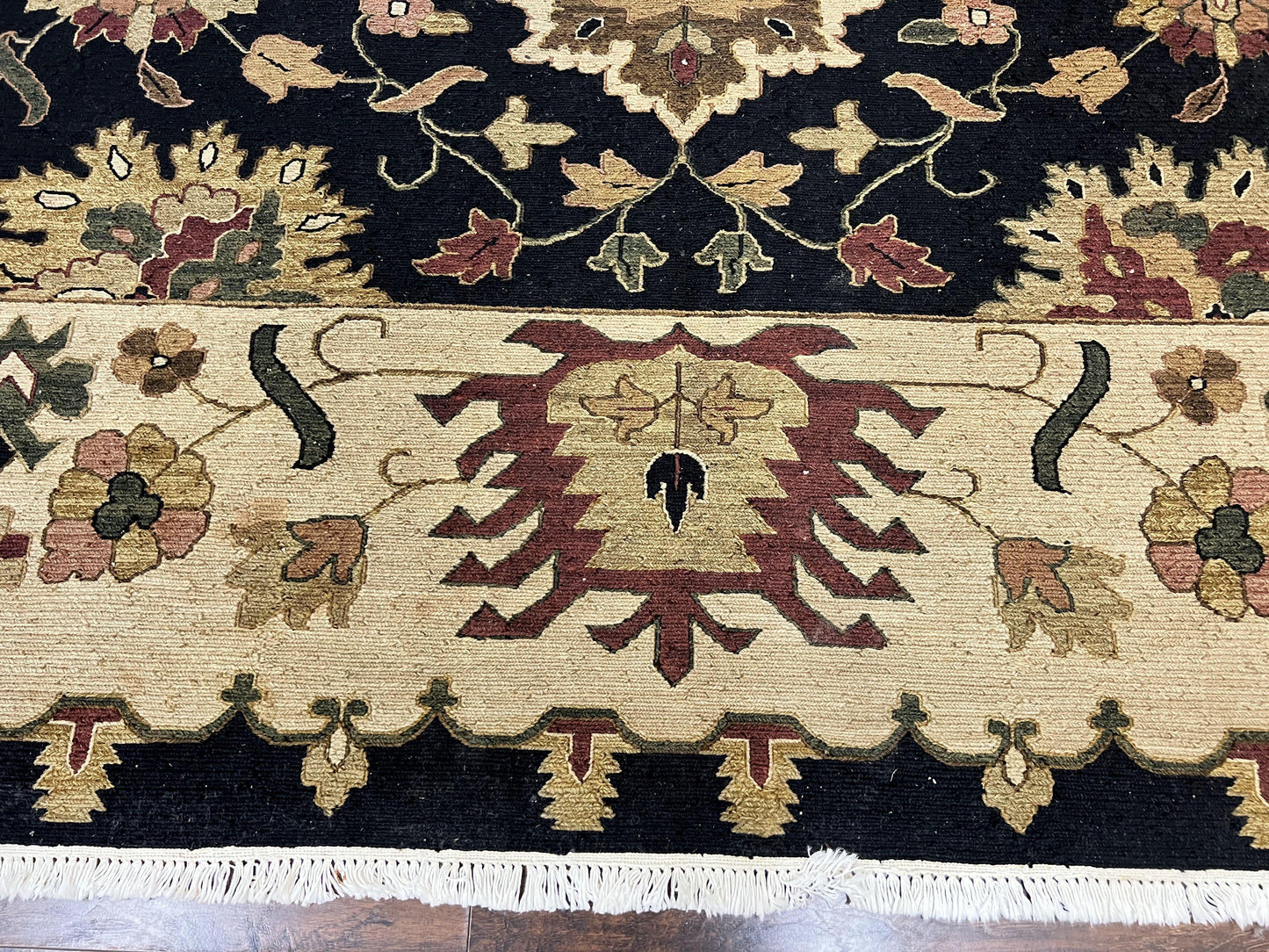 Indo Persian Wool Rug 10x14 Handmade Mahal Flatweave Floral Carpet