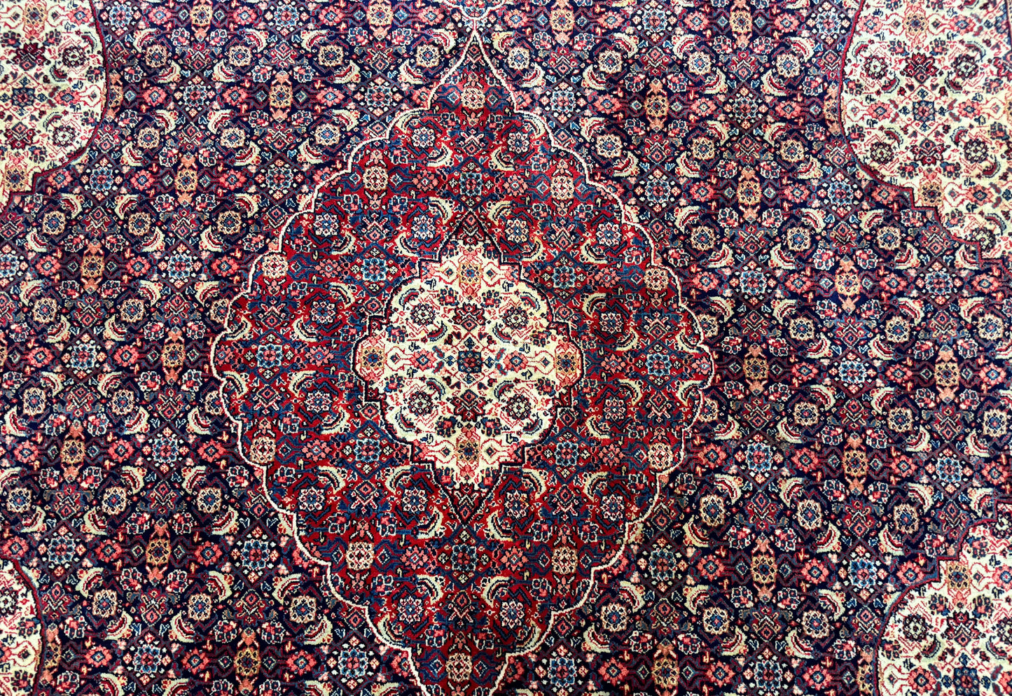 Persian Tabriz Rug 11x14 Navy Blue Herati Wool Carpet With Medallion