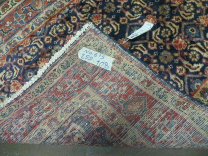 Antique Indian Floral Wool Runner Rug Handmade Oriental Blue 3ft7in X 10ft