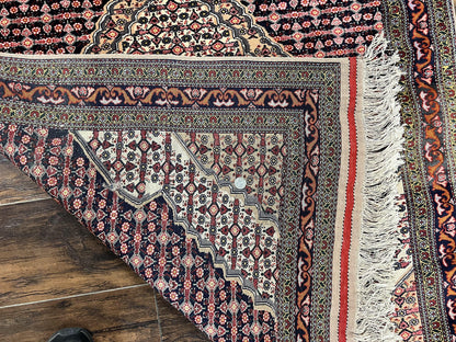 Afghan Rug Hand Knotted Wool Silk Highlights 4x5 Vintage Oriental Herati Pattern