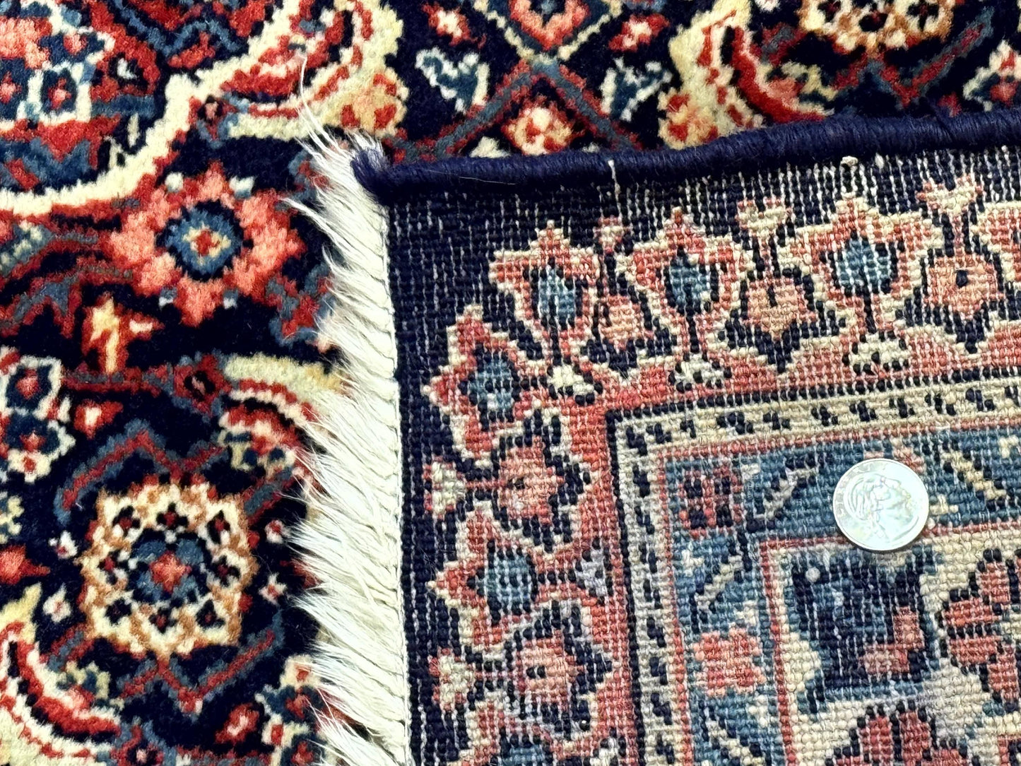 Persian Tabriz Rug 11x14 Navy Blue Herati Wool Carpet With Medallion