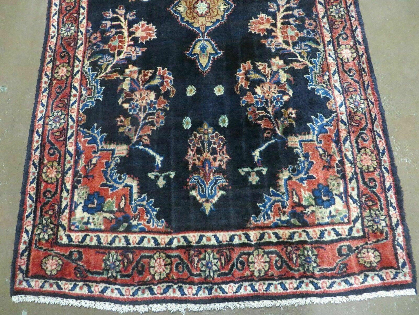 Persian Runner Rug 4x11 Navy Blue Antique Lilihan Hand Knotted Wool