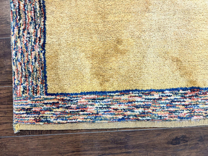 Indo Gabbeh Rug 3.7 x 5 Handmade Wool Tribal Boho Carpet Decor