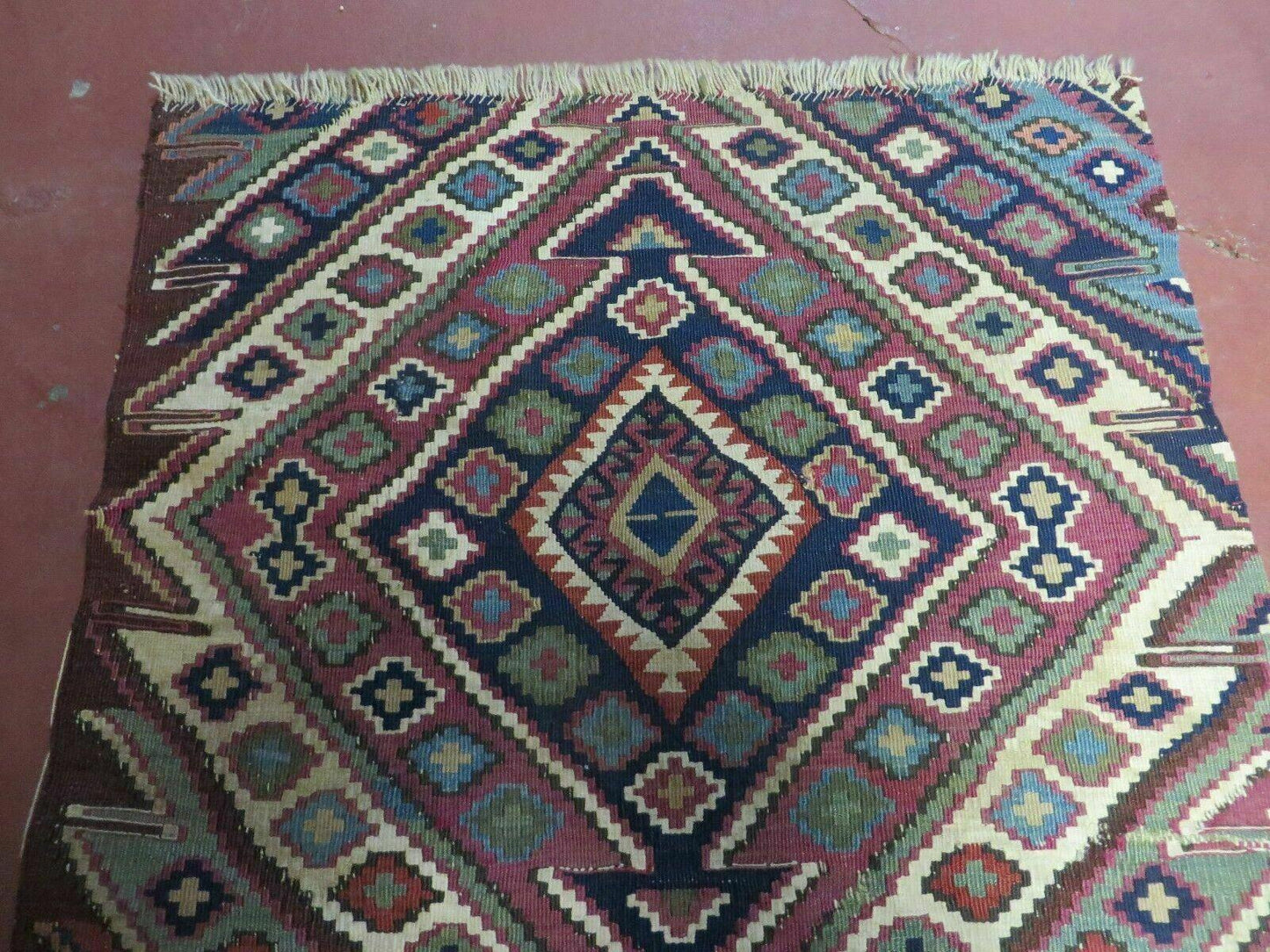 Antique Handmade Kilim Shirvan Caucasian Bagface Rug 25x52 Inches Wool