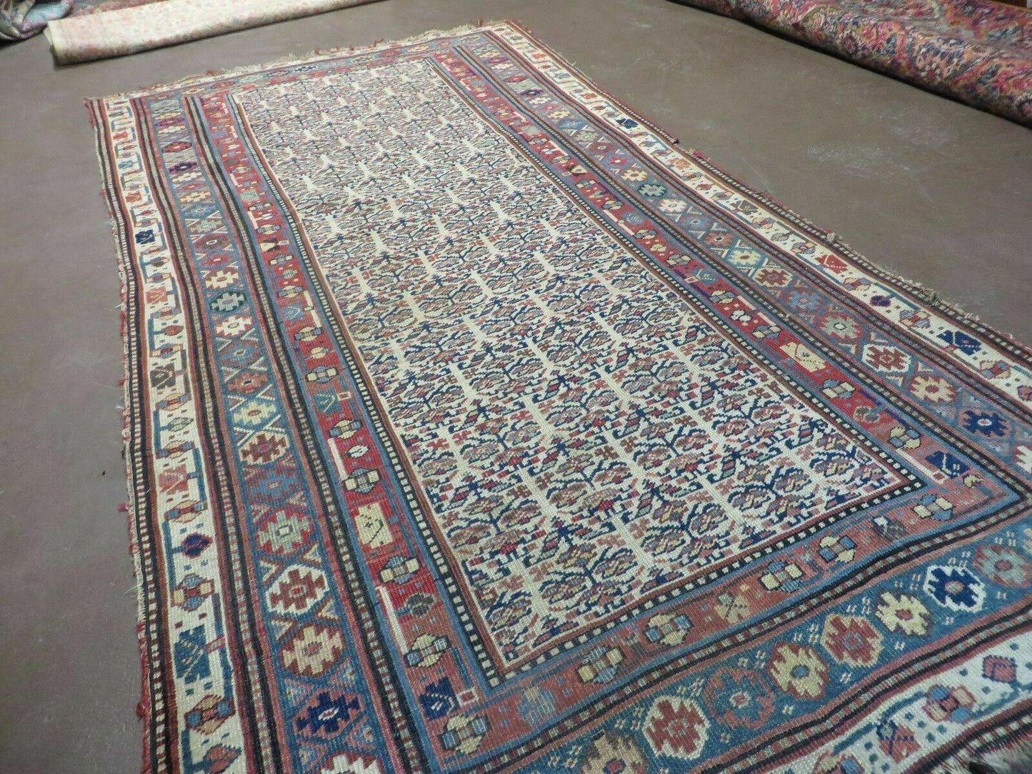 Antique Caucasian Kuba Wool Rug Runner Natural Vegetable Dye 53x107 Inches