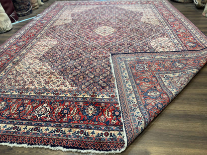 Persian Tabriz Rug 11x14 Navy Blue Herati Wool Carpet With Medallion