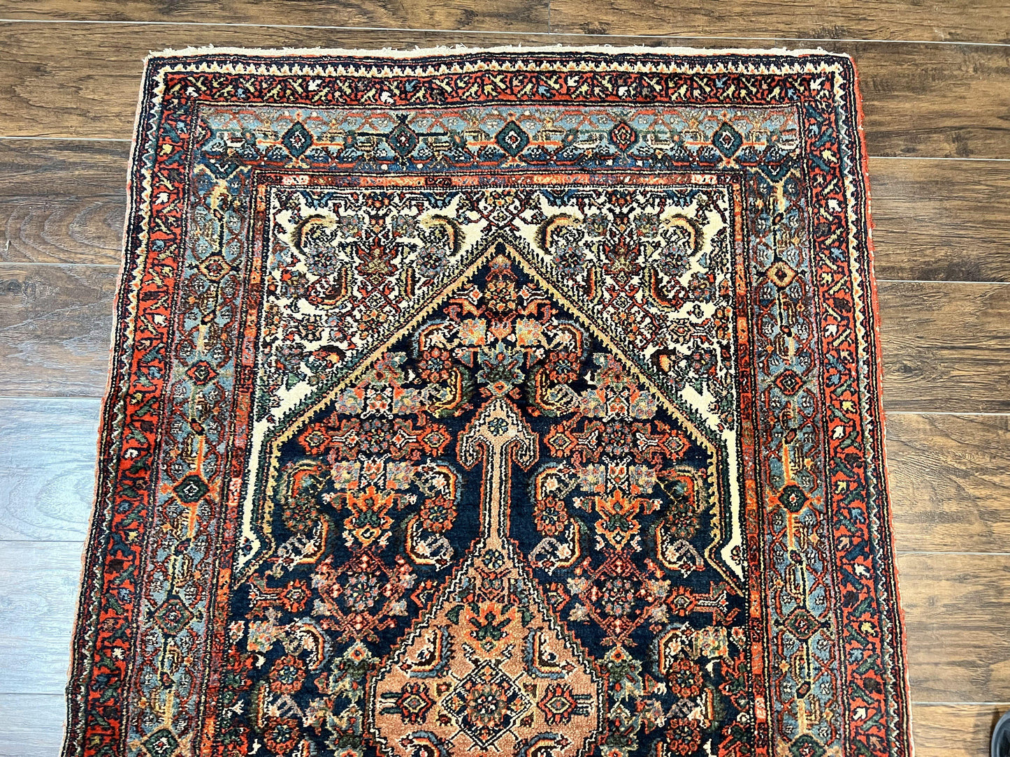 Persian Runner Rug Antique Hand Knotted Wool Geometric Medallions Hallway Decor