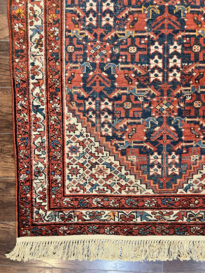 Persian Malayer Rug 4x7 Hand Knotted Wool Tribal Geometric Boho Antique Oriental Carpet