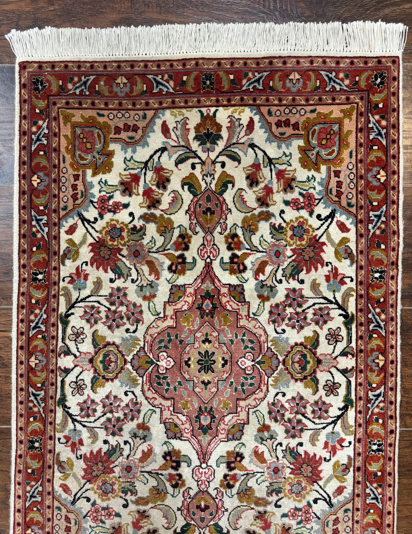 Small Persian Tabriz Rug 2x3 Floral Medallion Wool Silk Handmade Hand Knotted