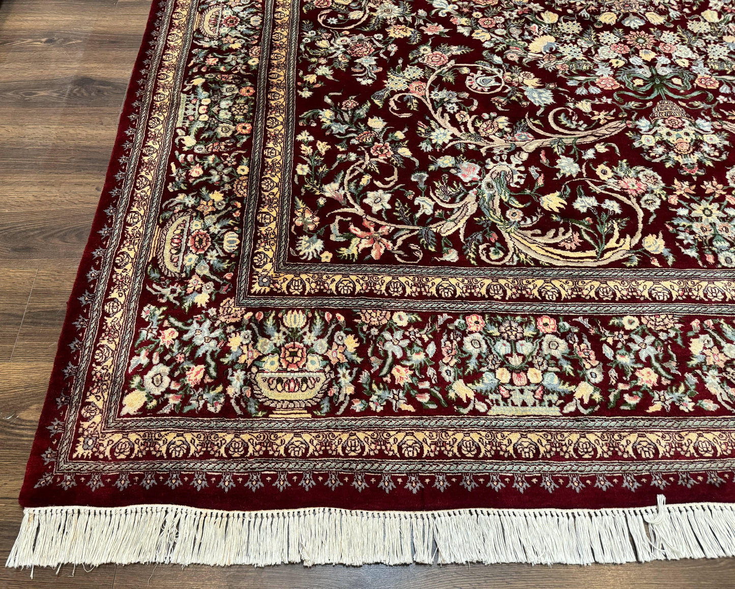 Persian Rug Burgundy 8x10 Hand Knotted Wool Floral Pak Carpet