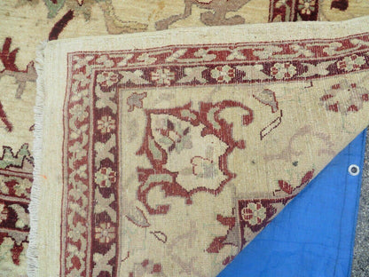 Vintage Hand Knotted Indian Wool Rug 10x14 Agra Vegetable Dyes Mahal Sultanabad Design