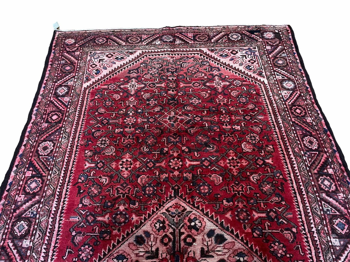 Antique Handmade Wool Tribal Rug Runner 5.5 by 10 Red Corridor All Over