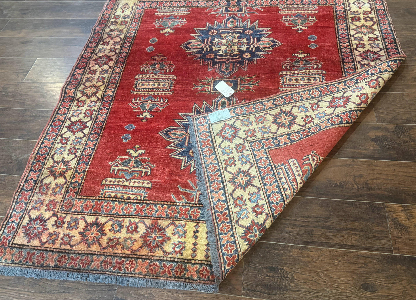 Turkish Rug Square 6x6 Handmade Azerbaijani Wool Geometric Carpet