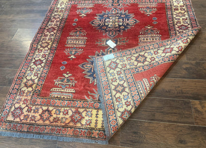 Turkish Rug Square 6x6 Handmade Azerbaijani Wool Geometric Carpet