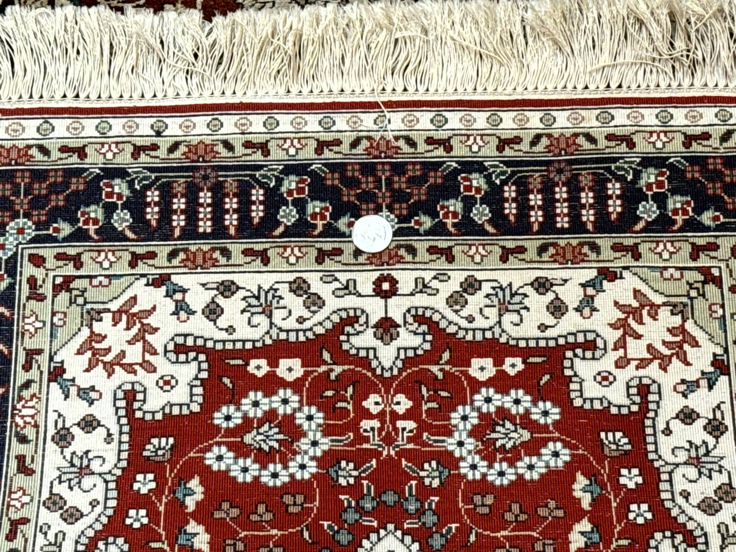 Turkish Silk Narrow Runner Rug 2 By 5.8 Handmade Floral Medallions Red