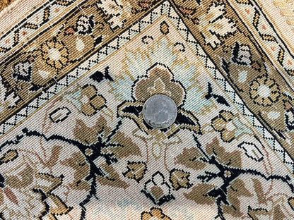 Persian Qum Silk Rug Floral Medallion Hand Knotted Silk On Silk Oriental Carpet