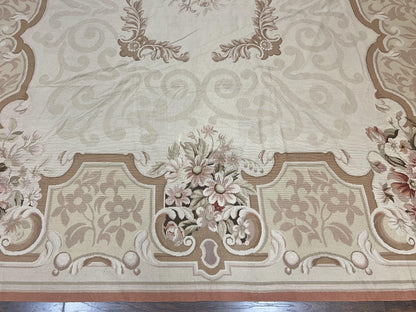Elegant Aubusson Wool Rug Handmade Vintage Carpet With European Design