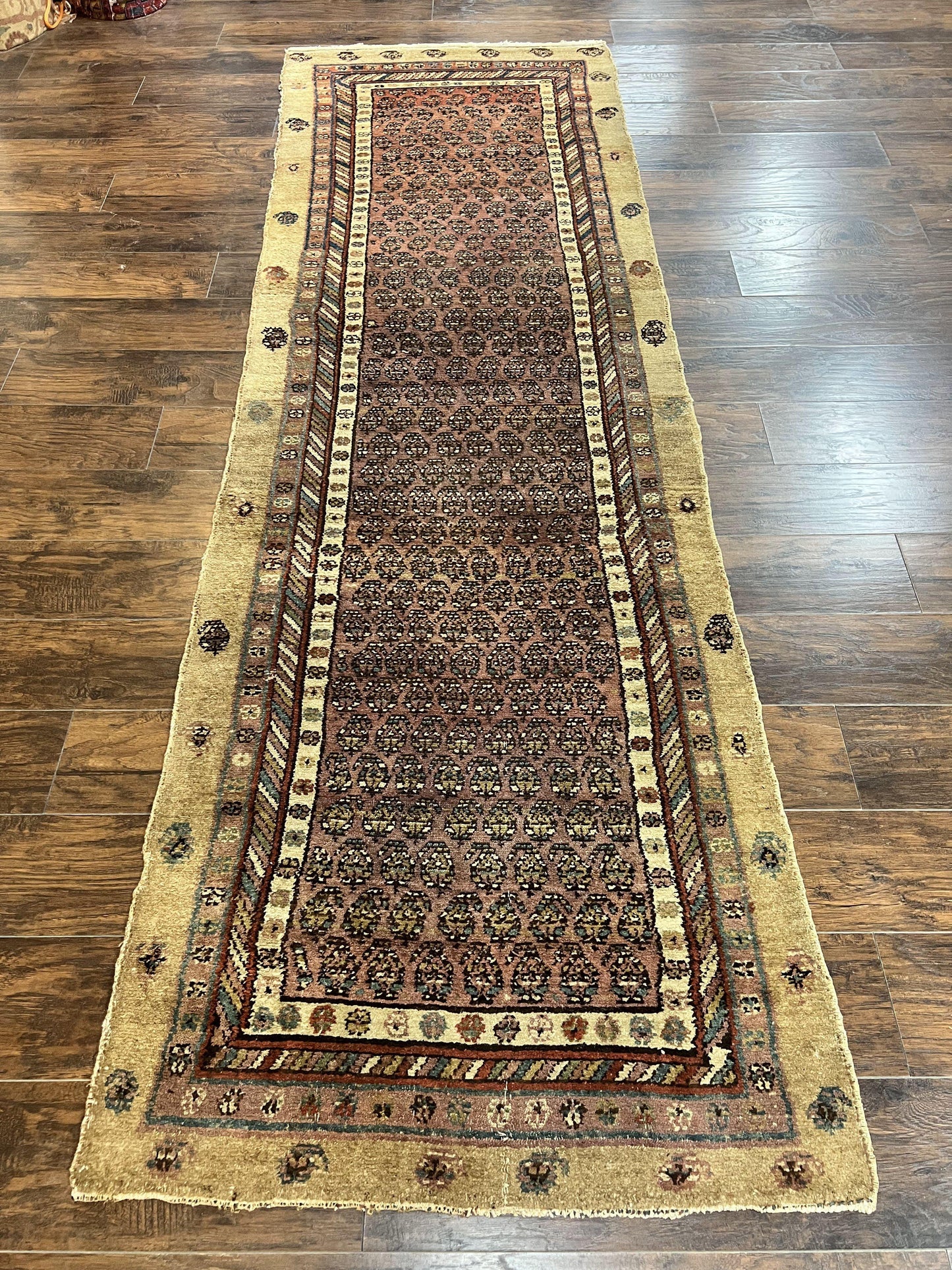 Antique Persian Sarab Runner Rug 3x11 Handmade Wool Camel Hair Hallway Carpet