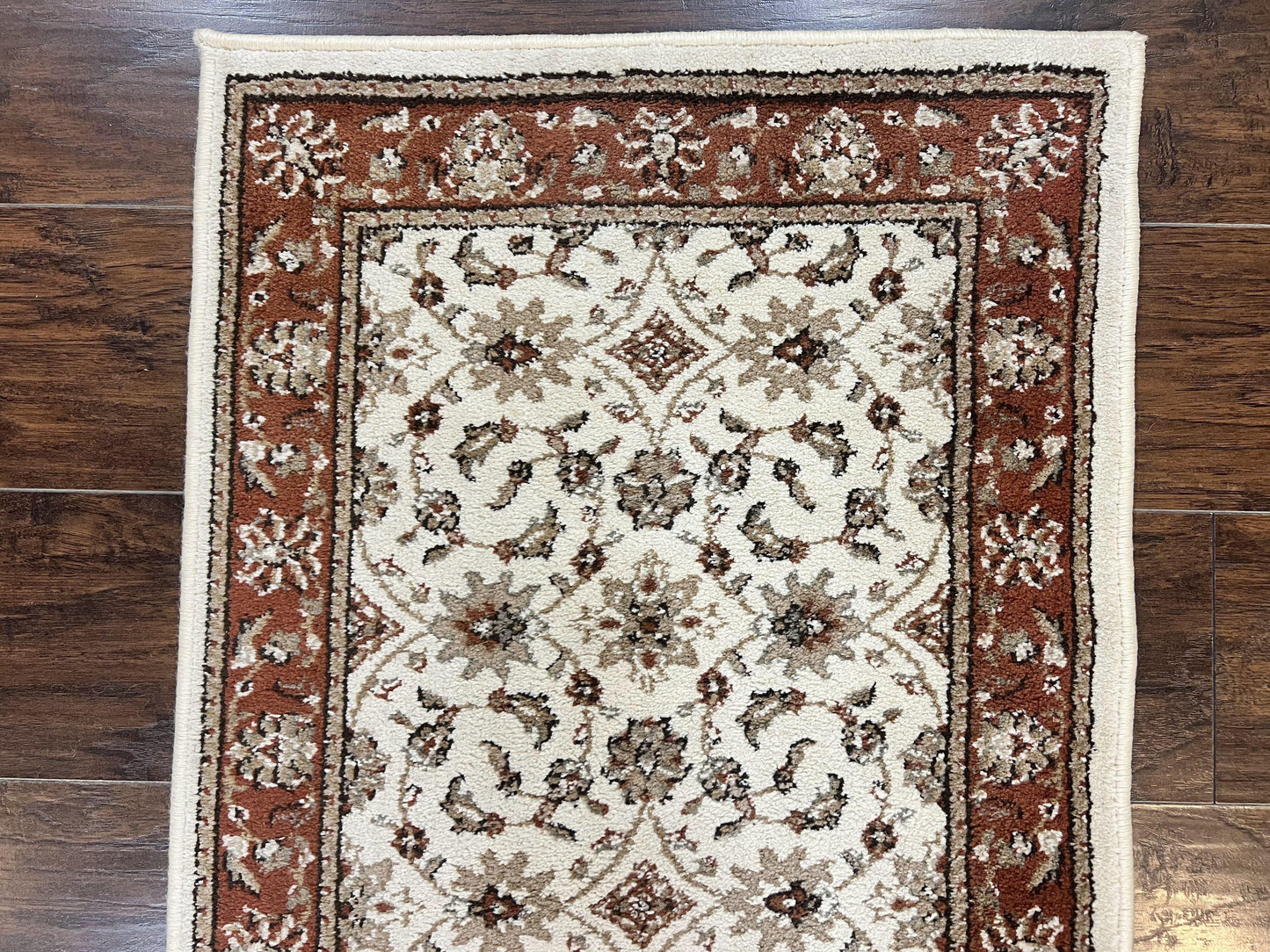 Runner Rug 2 X 7.6 Floral Allover Ivory And Rust Hallway Oriental Style