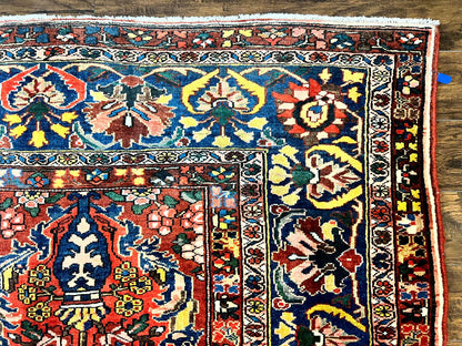 Persian Bakhtiari Rug 10x14 Hand Knotted Rare Tribal Carpet Red Blue Ivory Multicolor