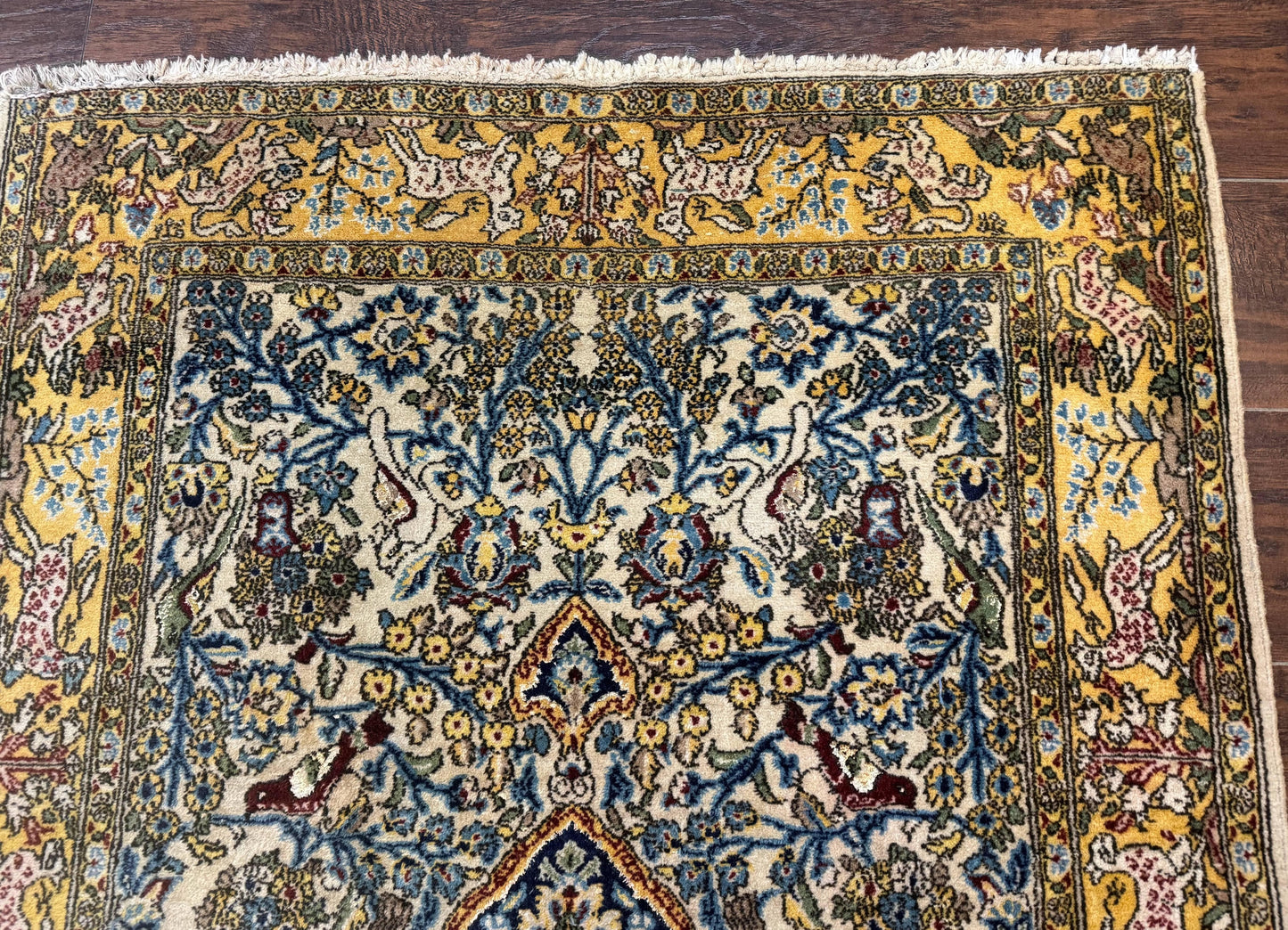 Persian Qum Tree of Life Rug 3.5 x 5.5 With Silk Highlights in Kork Wool