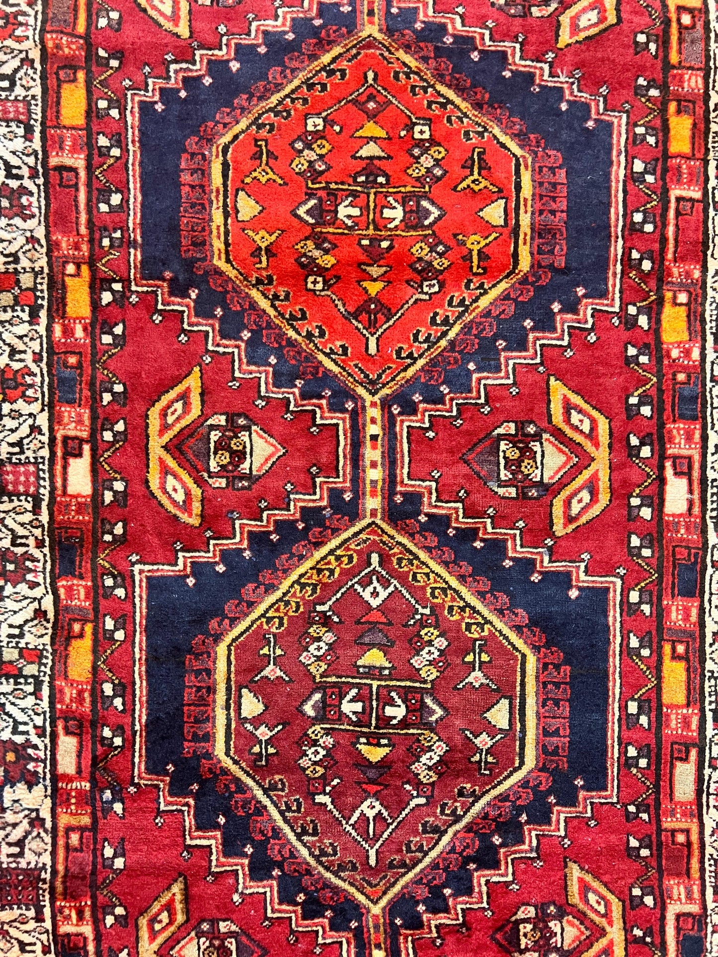 Persian Heriz Runner Rug Handmade Wool Medallion Geometric Red Antique Vintage Hand Knotted