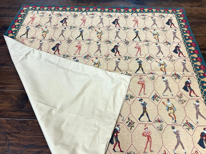 Vintage Wool Tapestry Wall Hanging 5x5 Square Court Jesters