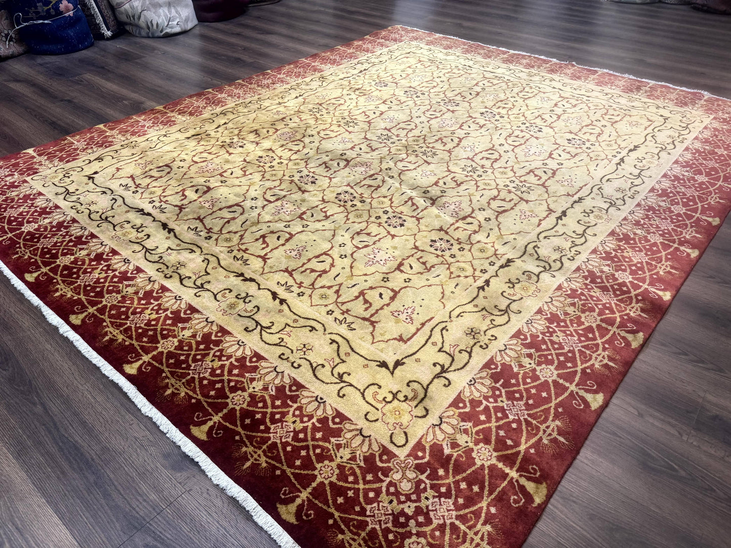Pak Persian Rug 8x10 Allover Pattern Gold Tan Handmade Wool 200 KPSI
