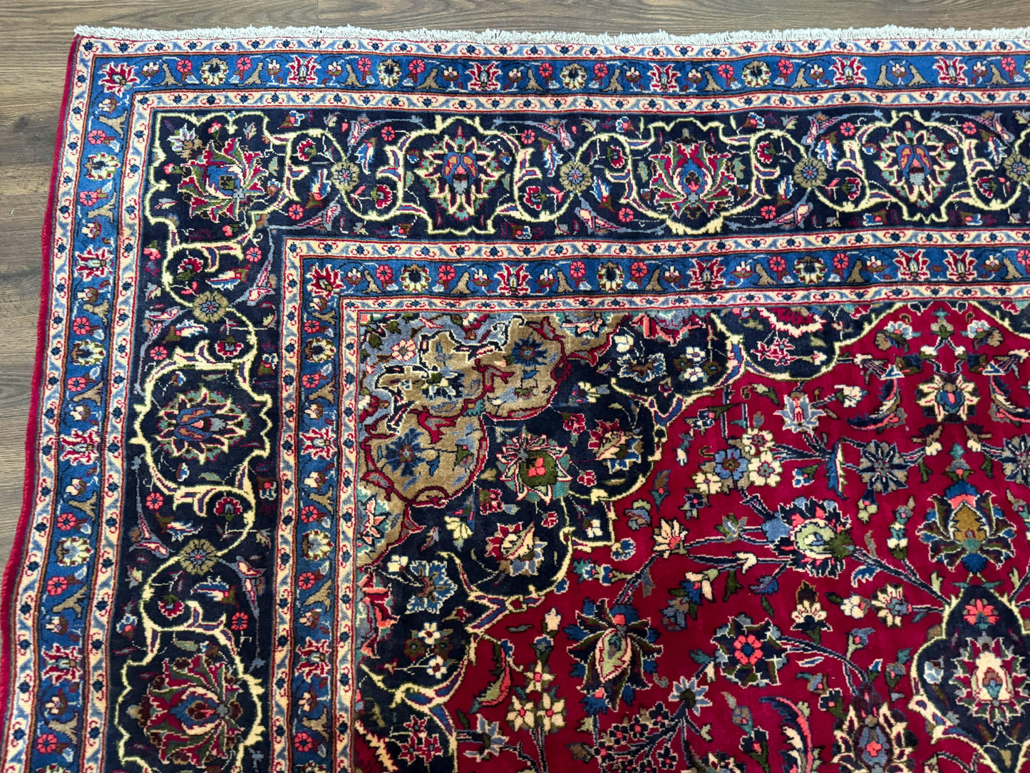 Traditional Persian Mashad Rug 8x11 Wool Antique Floral Medallion Carpet
