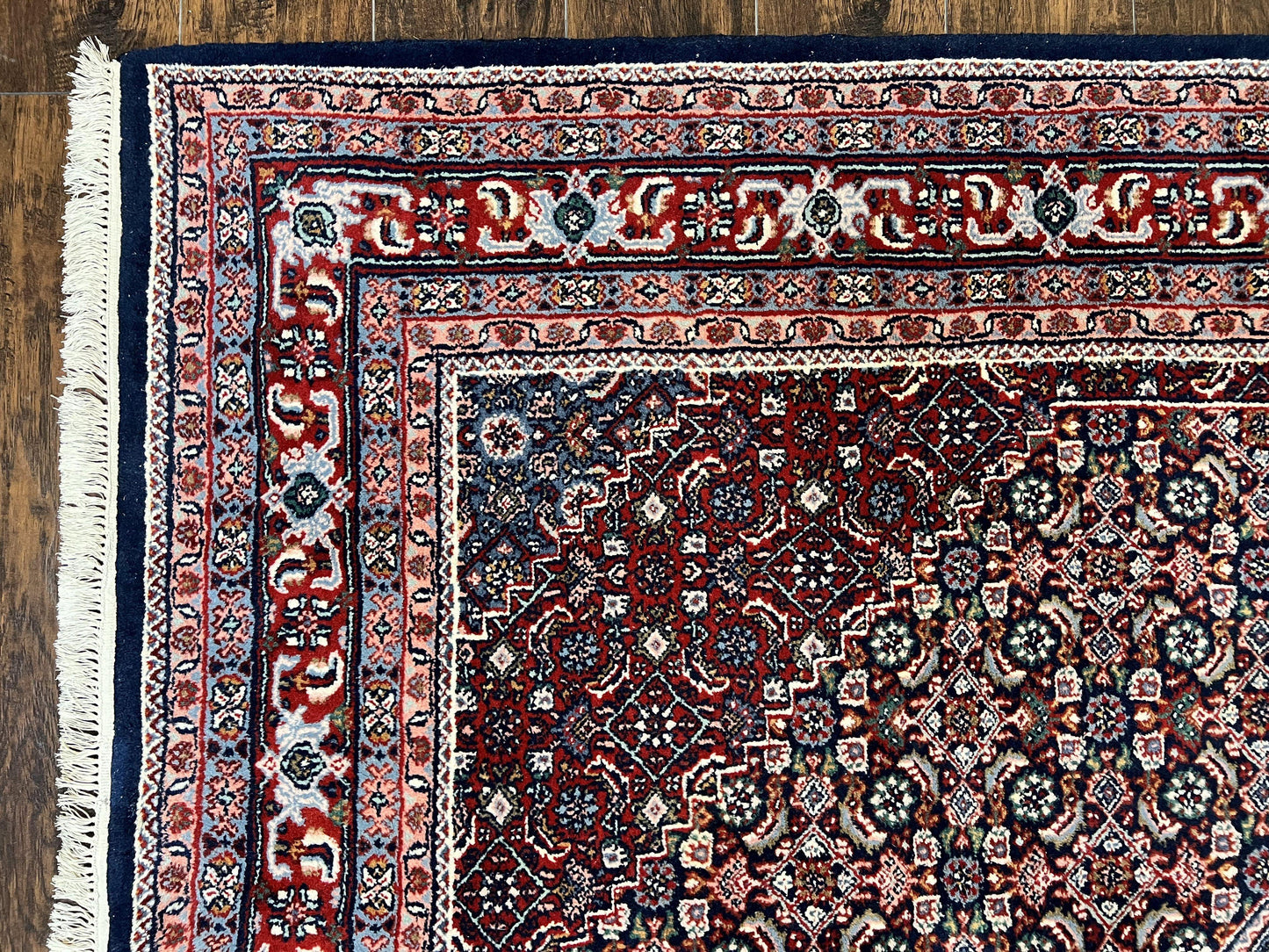 Indo Persian Rug 7x10 Hand Knotted Wool Bidjar Vintage Oriental Carpet Herati Pattern