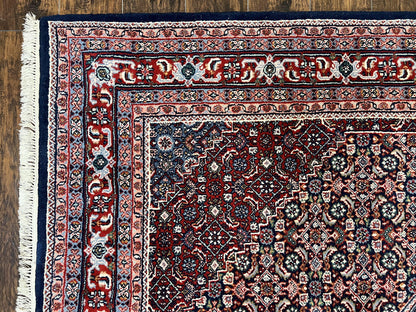 Indo Persian Rug 7x10 Hand Knotted Wool Bidjar Vintage Oriental Carpet Herati Pattern