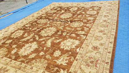 Indo Persian Rug Mahal Sultanabad Handmade Wool Area Rug 10x14 Burnt Orange Beige