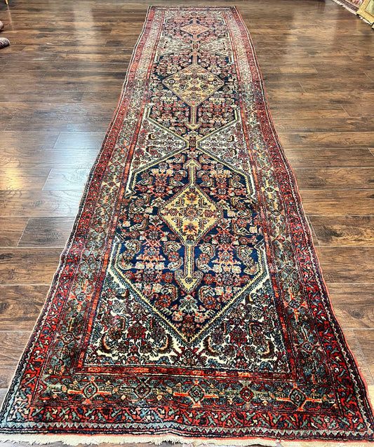 Persian Runner Rug Antique Hand Knotted Wool Geometric Medallions Hallway Decor