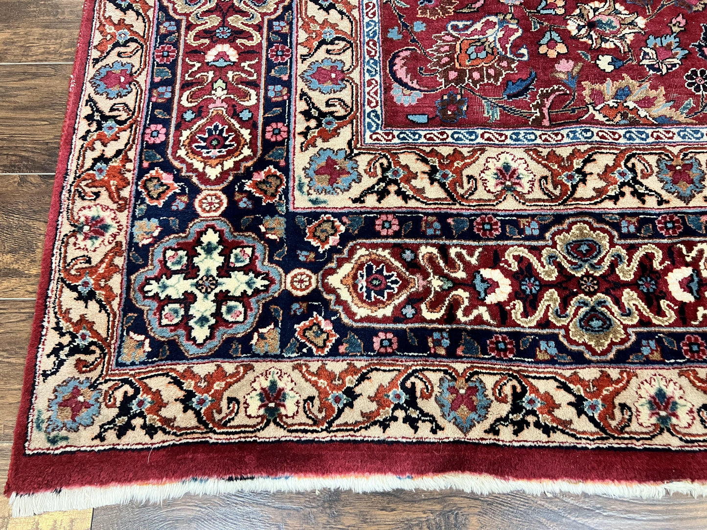 Persian Mashad Hand Knotted Wool Rug 8x10 Red Floral Allover Traditional