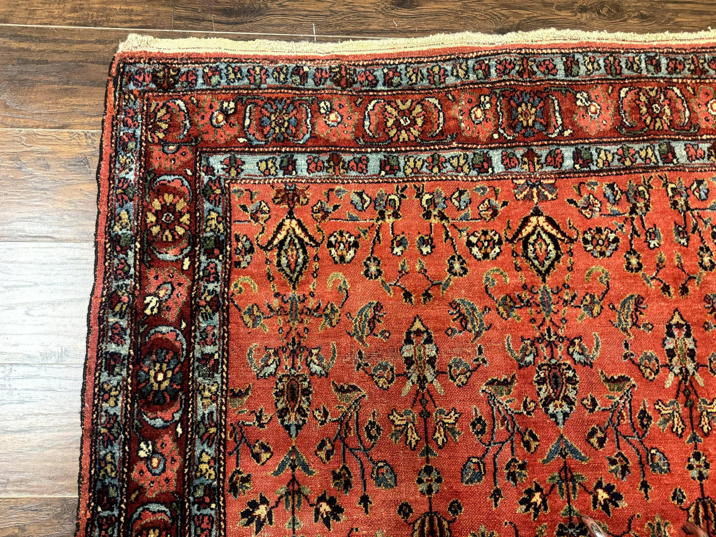 Antique Persian Tribal Rug Hand Knotted Wool Area Rug 5x6.6 Tomato Red