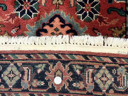 Indo Persian Heriz Runner Rug 2x12 Hand Knotted Wool Hallway Rug Red And Black