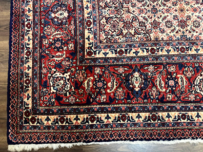 Persian Tabriz Rug 11x14 Navy Blue Herati Wool Carpet With Medallion