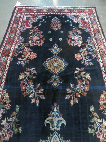 Persian Runner Rug 4x11 Navy Blue Antique Lilihan Hand Knotted Wool