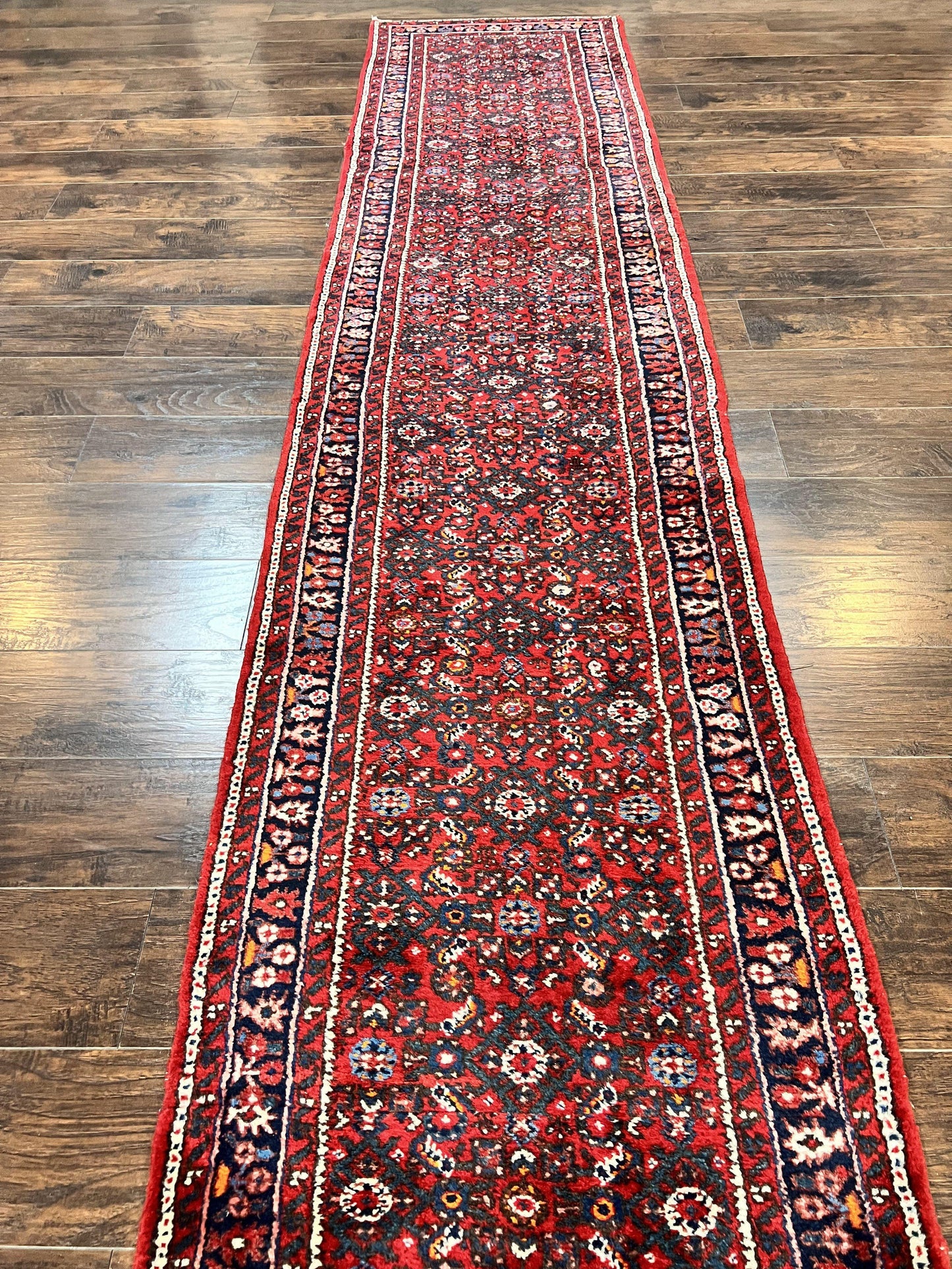 Persian Runner Rug 17ft Handmade Red Wool Hallway Carpet Antique Hamadan Dargazine