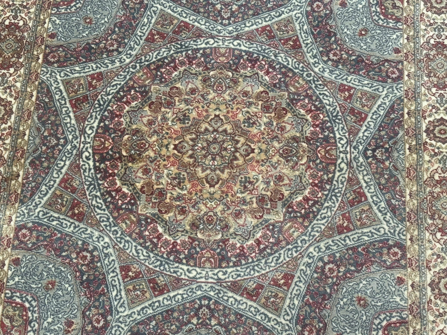 Turkish Silk Runner Rug 2.6 By 10 Feet Bamboo Silk Hereke Contemporary Light Blue