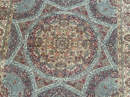 Turkish Silk Runner Rug 2.6 By 10 Feet Bamboo Silk Hereke Contemporary Light Blue