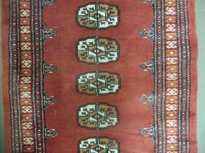 Vintage Bokhara Turkoman Rug Handmade Pakistani Wool Runner 2 ft 8 in by 9 ft 9 in