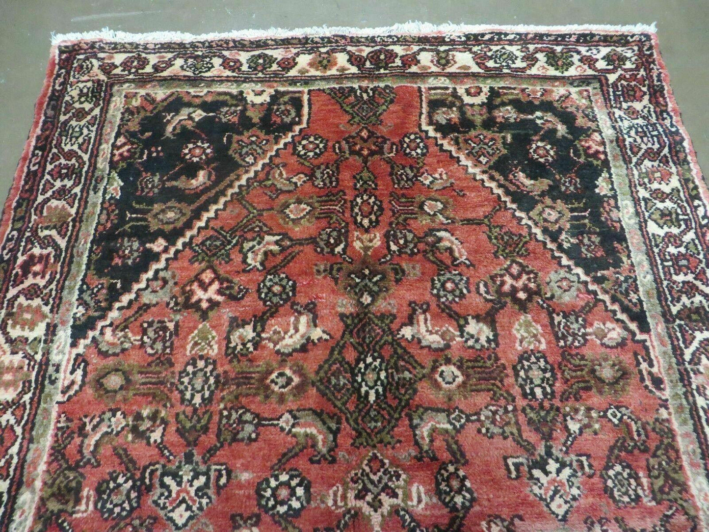 Persian Runner Rug Vintage Red Hand Made 3.8 x 10 Ft Allover Pattern