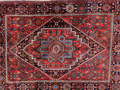 Persian Bidjar Rug 3x5 Ft Hand Knotted Wool Geometric Medallion Tribal Rug
