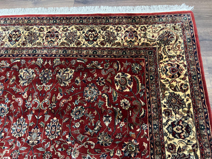 Vintage Indo Persian Rug 6x9 Hand Knotted Wool Oriental Carpet Floral Design