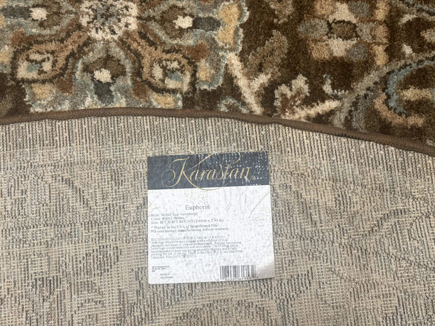 Karastan Rug Euphoria Round 8x8 Ft Indo Mahal Design Contemporary