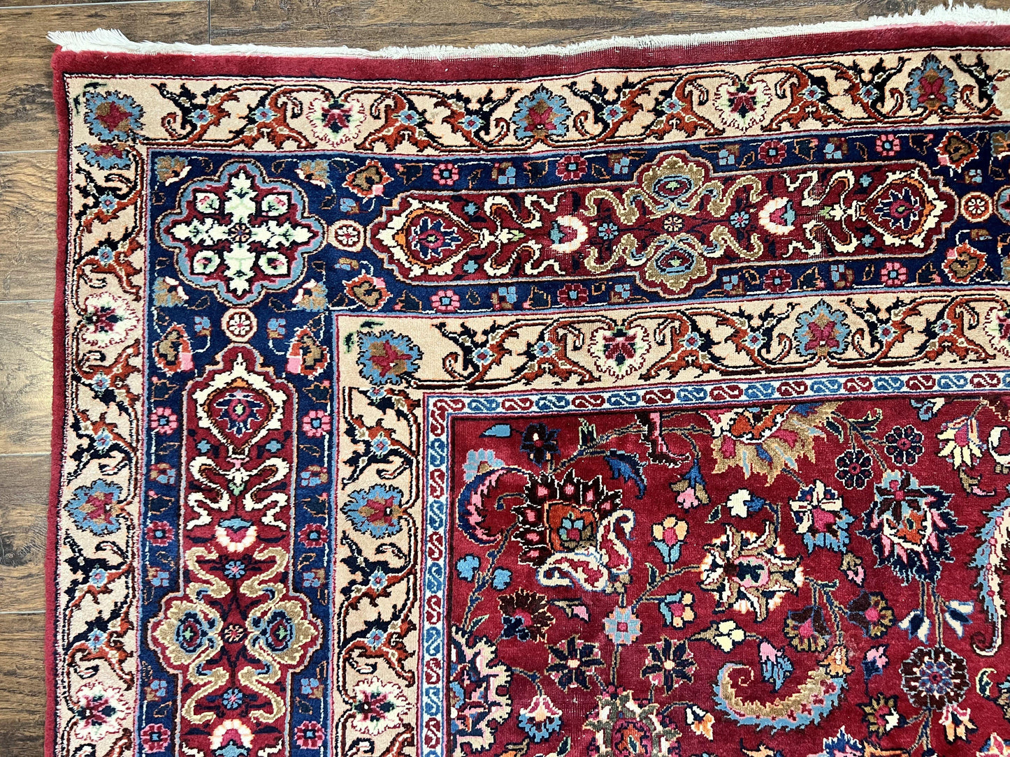 Persian Mashad Hand Knotted Wool Rug 8x10 Red Floral Allover Traditional