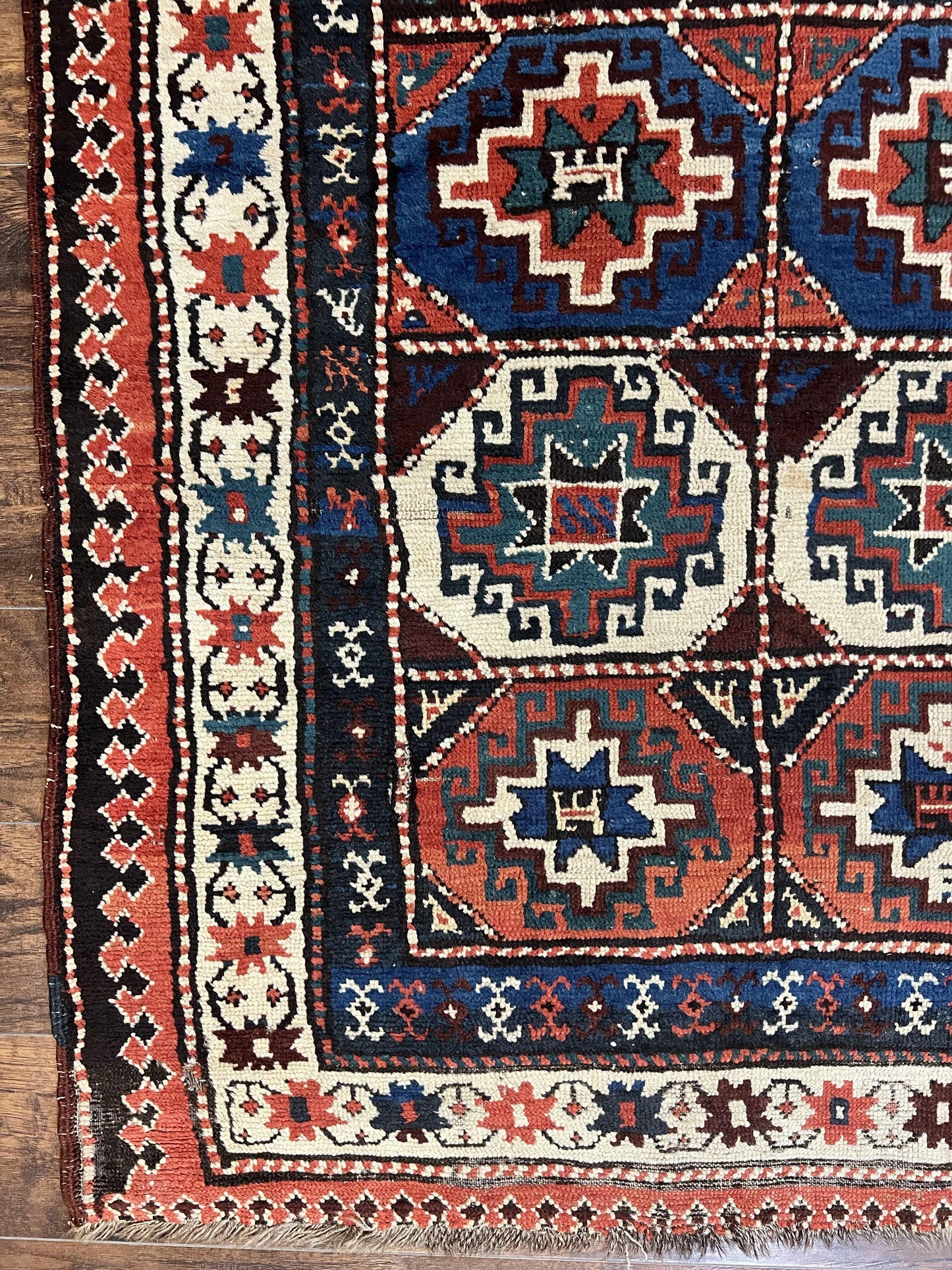 Antique Caucasian Kazak Runner Rug 4 X 9.5 Handmade Wool Hallway Carpet