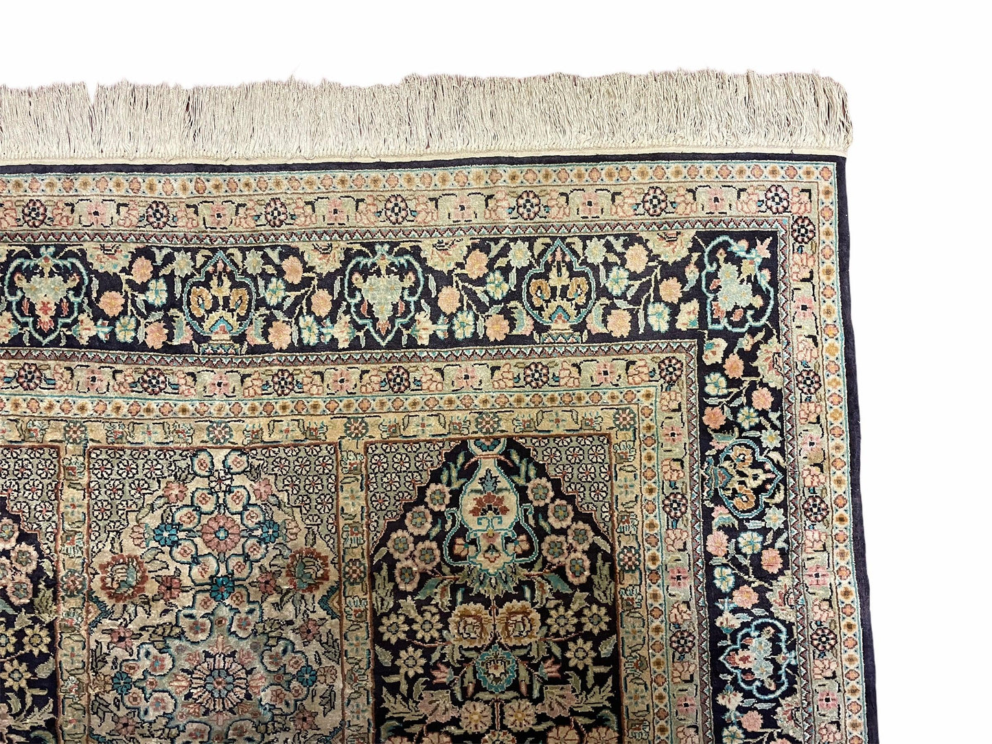 Turkish Silk Rug Vintage Hand Knotted 4x6