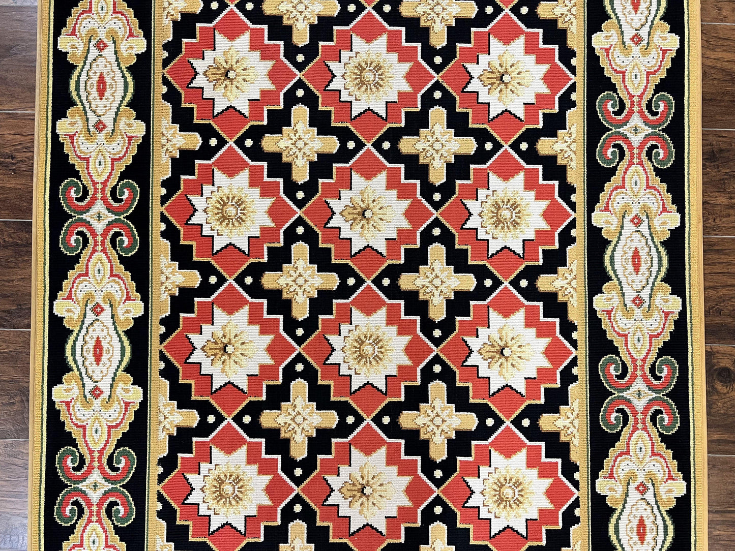 Runner Rug 4x19 Wool Panel Design Hallway Carpet Vintage European Style